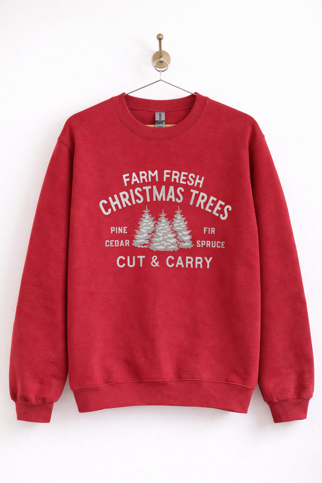 Large Red Farm Fresh Christmas Trees Crewneck