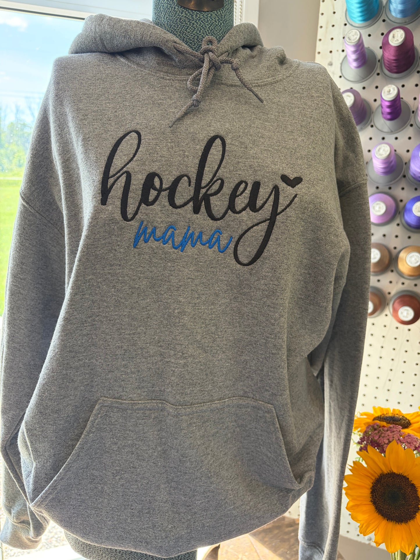 Medium Graphite Hockey Mama Hoodie