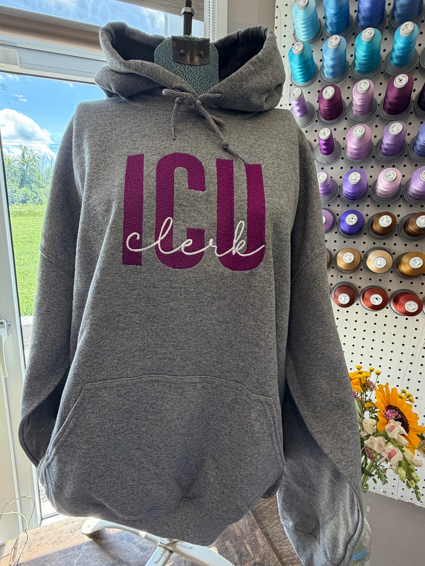 XL Heather Grey ICU Clerk Hoodie
