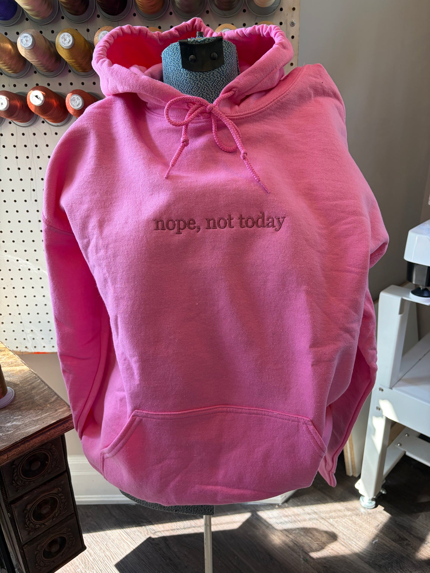 Large Pink "Nope, Not Today" Hoodie