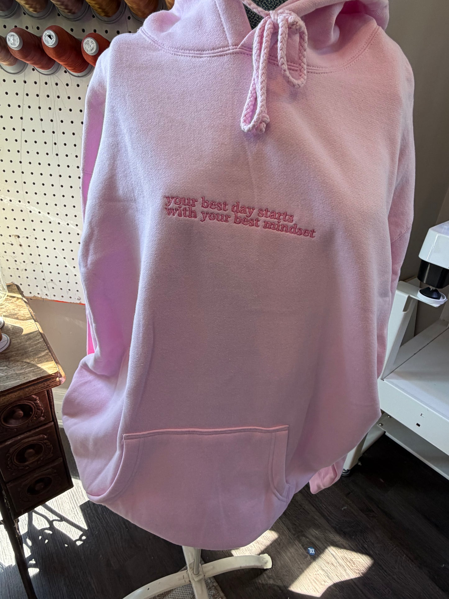 XL Light Pink "Your best day" Hoodie