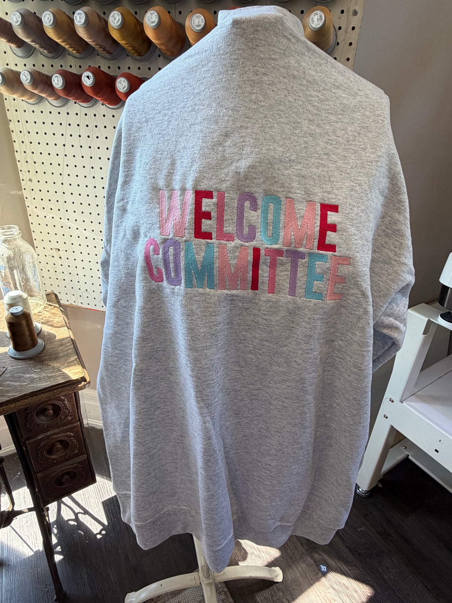 XL Ash Grey Welcome Committee Zip-Up Hoodie