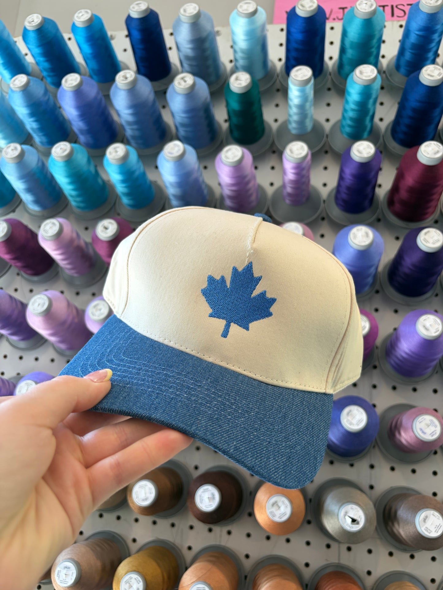 Dark Denim Maple Leaf Trucker Hat