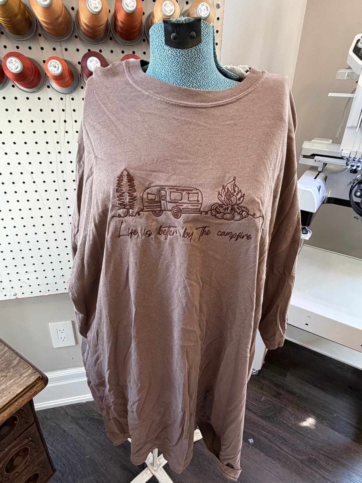 4XL brown life is better by the campfire tee