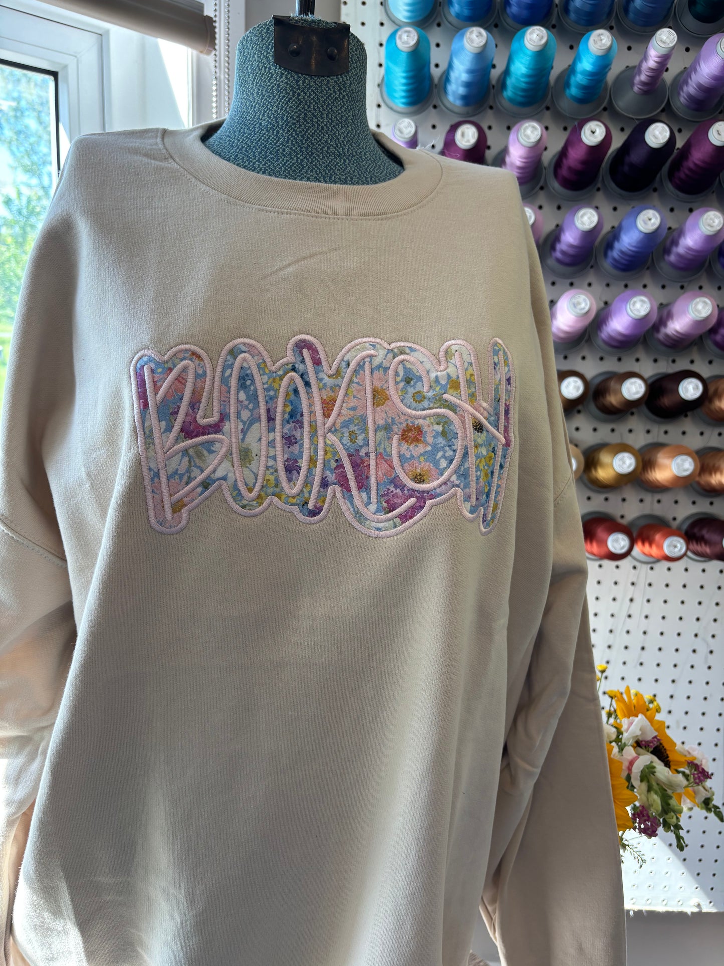 XL Sand Brown Bookish Fabric Crew