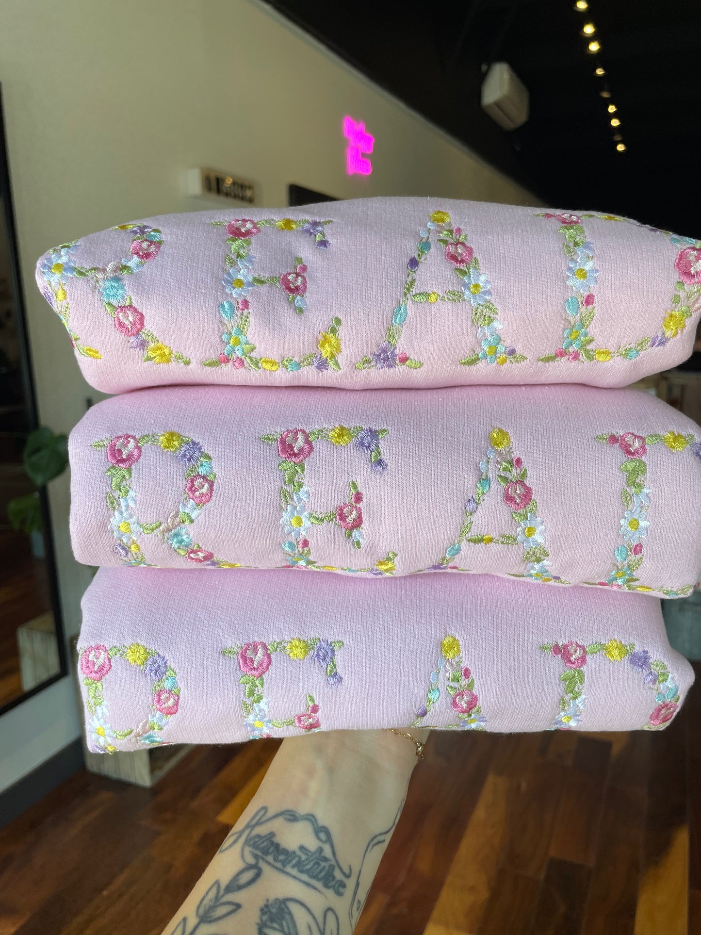 Pink Floral READ Crew