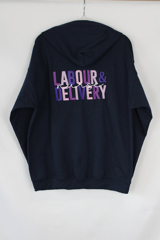 Labour & Delivery Nurse Full Navy Zip-Up (Medium)