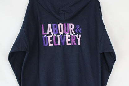 Labour & Delivery Nurse Full Navy Zip-Up (Medium)