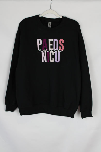 Paeds Nicu Nurse Black Crewneck (Large)