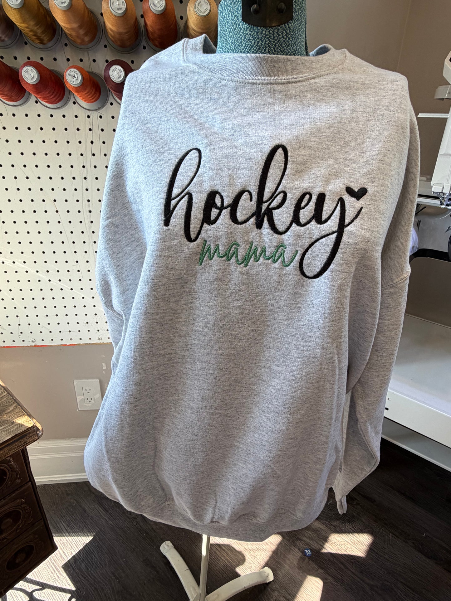 XL Ash Grey Hockey Mama Crew