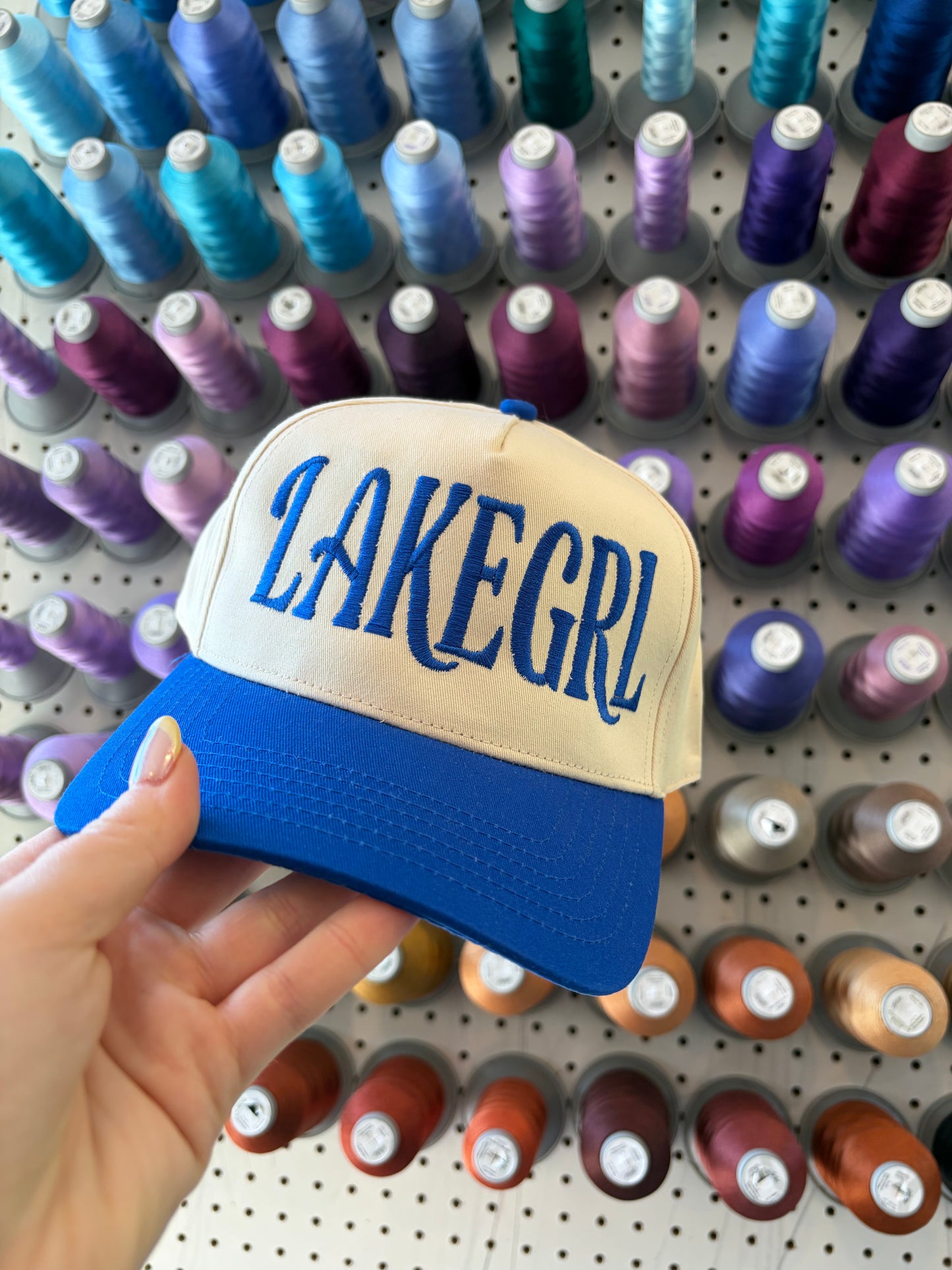 Royal Blue Lake Girl Trucker Hat