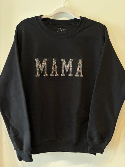 Black Mama Crew, Floral Fabric (Medium)