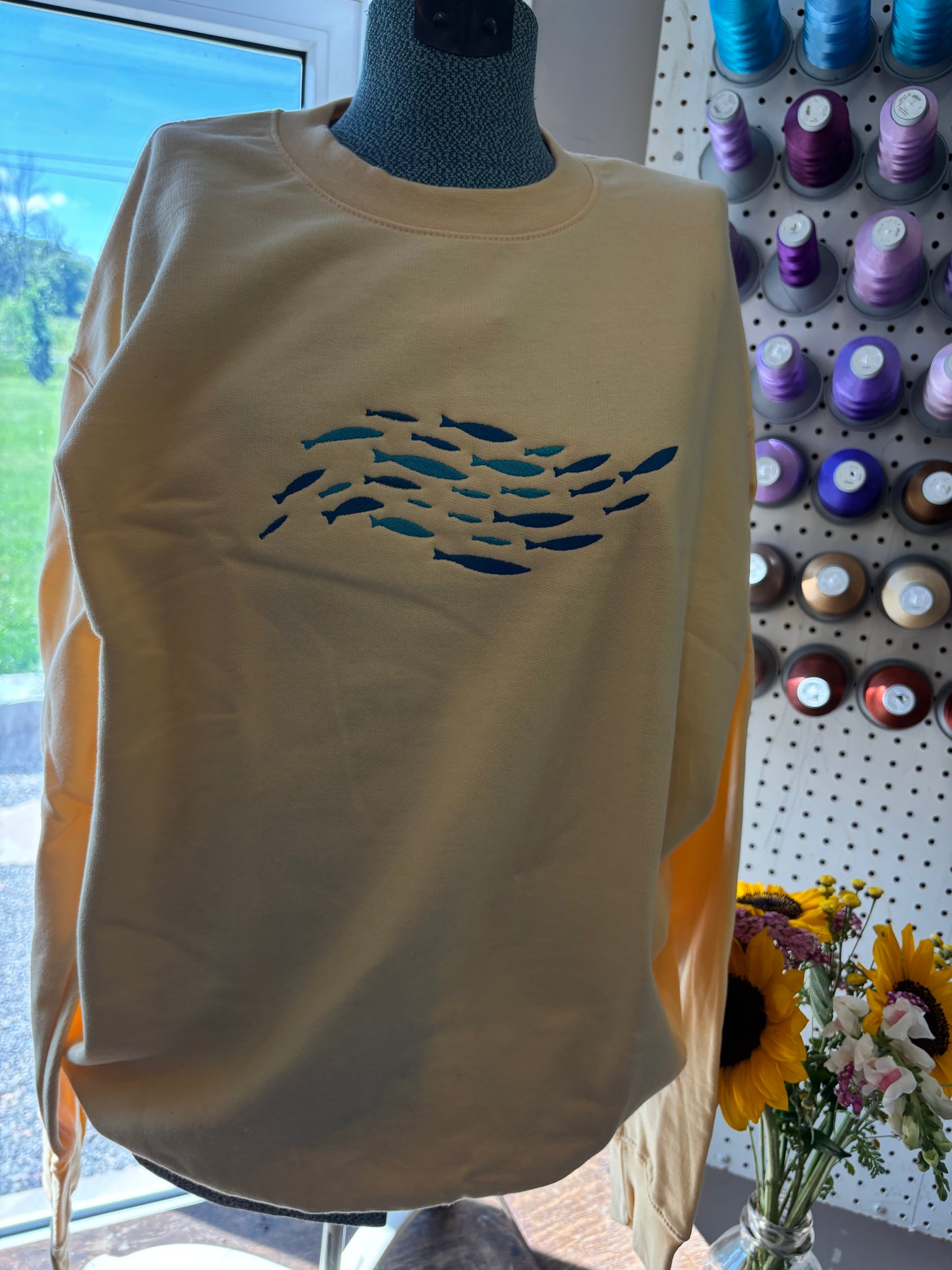 Small Butter Yellow Crew, Blue Fish