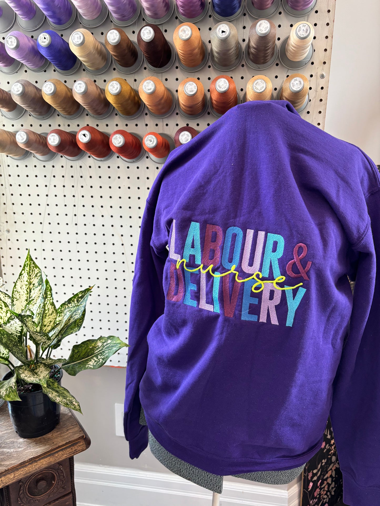 Small Purple L&D Nurse zip-up hoodie