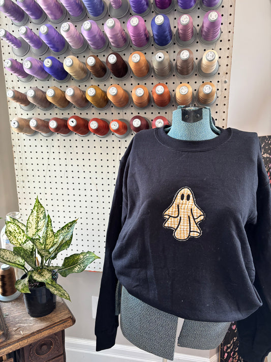 Small Black Appliqué Ghost Crew