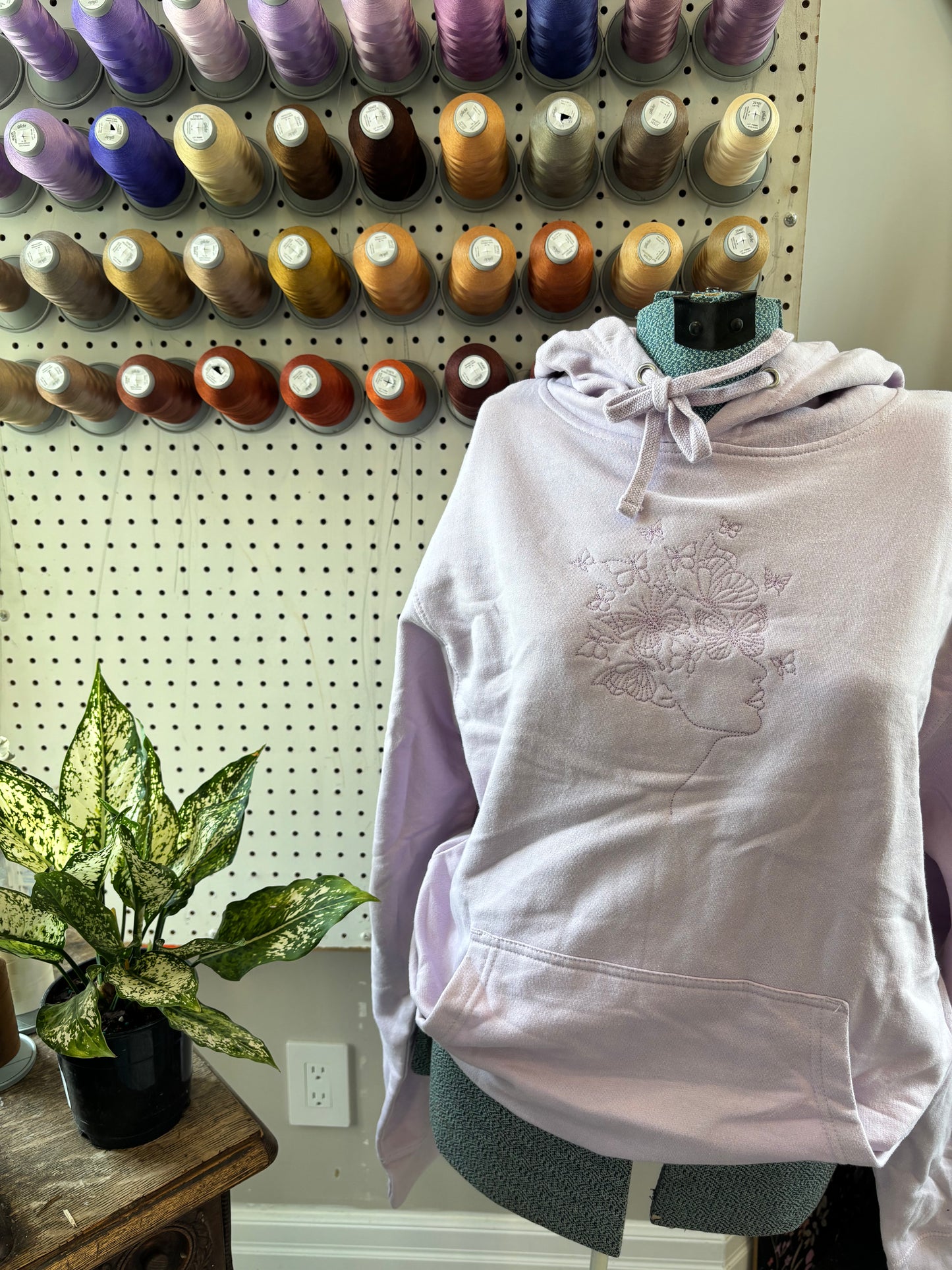 Small Purple Floral Face Hoodie