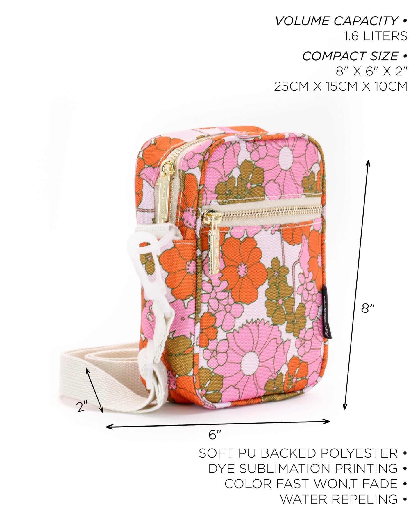 Crossbody Mini Brick Bag | Floral Red